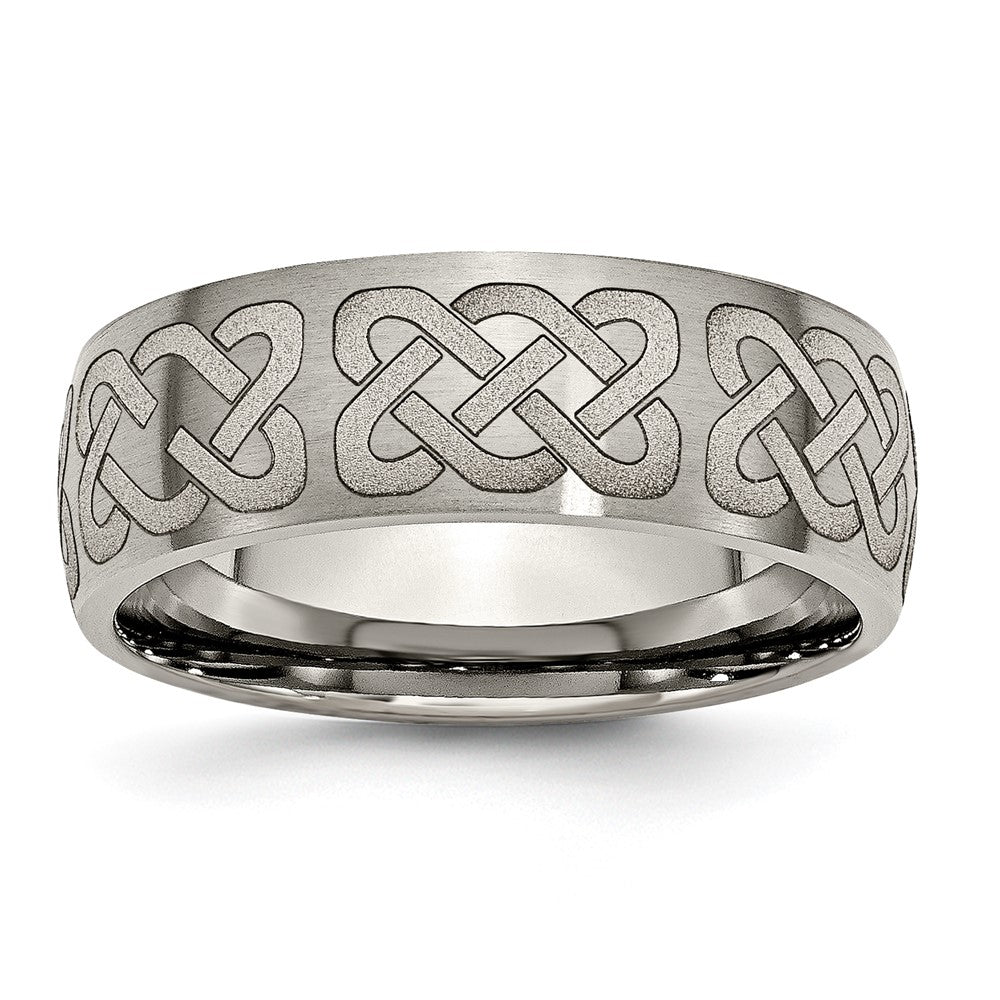 Chisel Titanium Brushed Celtic Laser Design 8mm Band