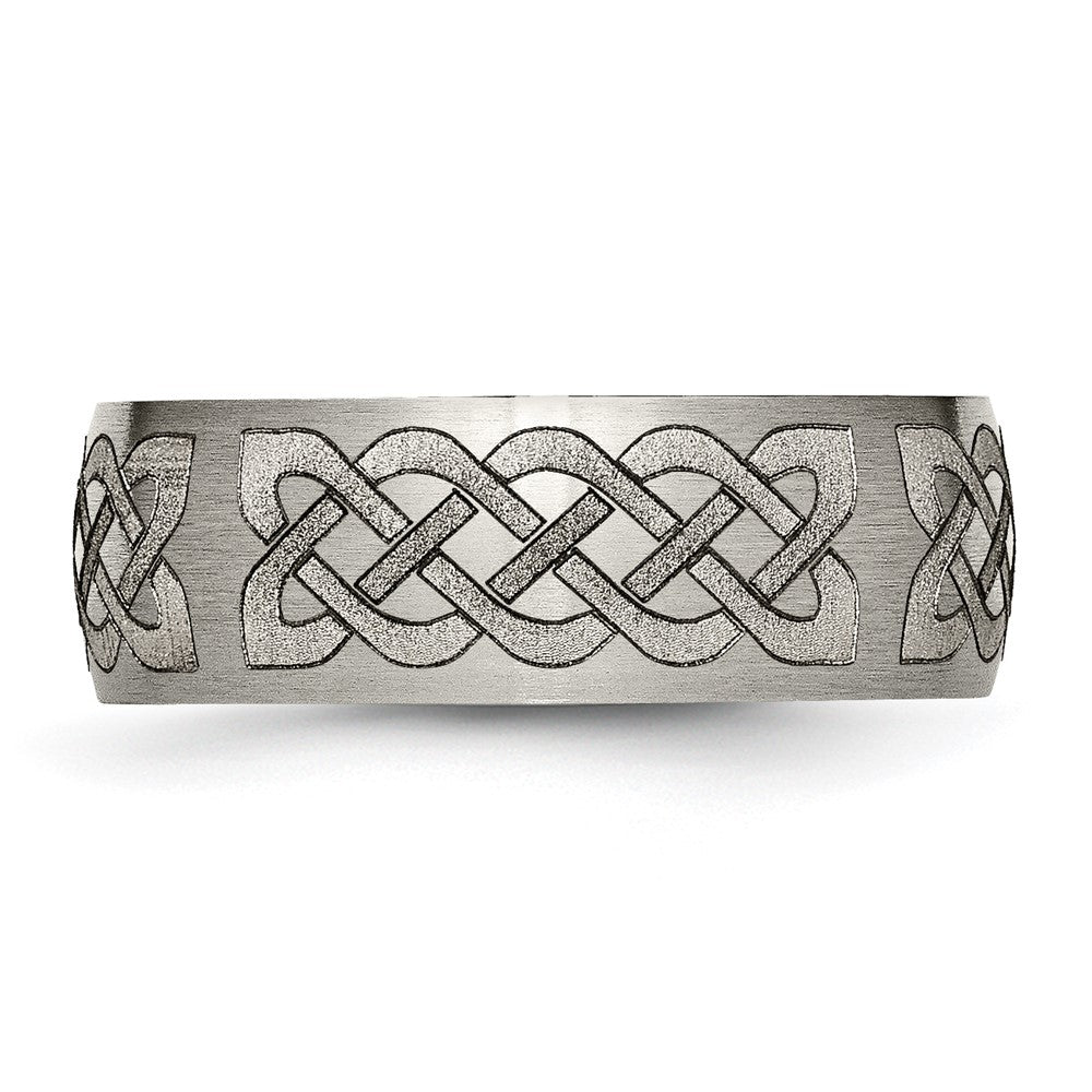 Chisel Titanium Brushed Celtic Laser Design 8mm Band