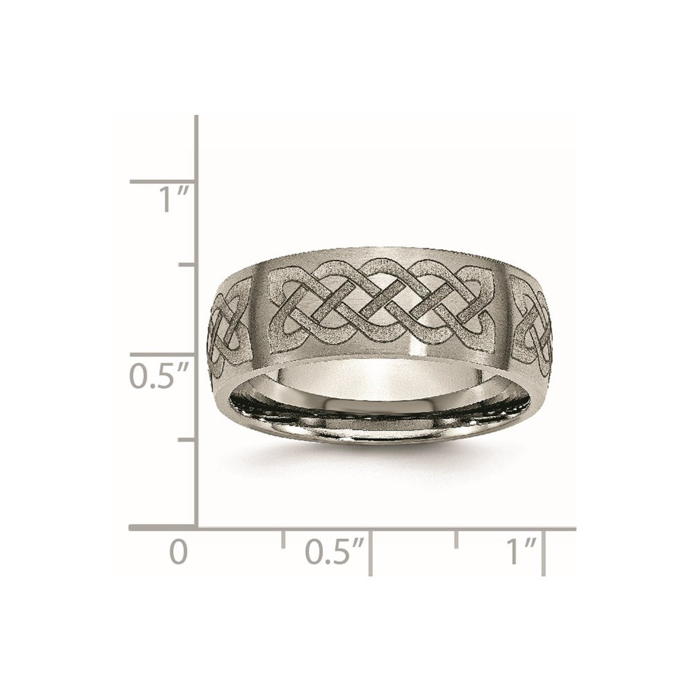 Chisel Titanium Brushed Celtic Laser Design 8mm Band