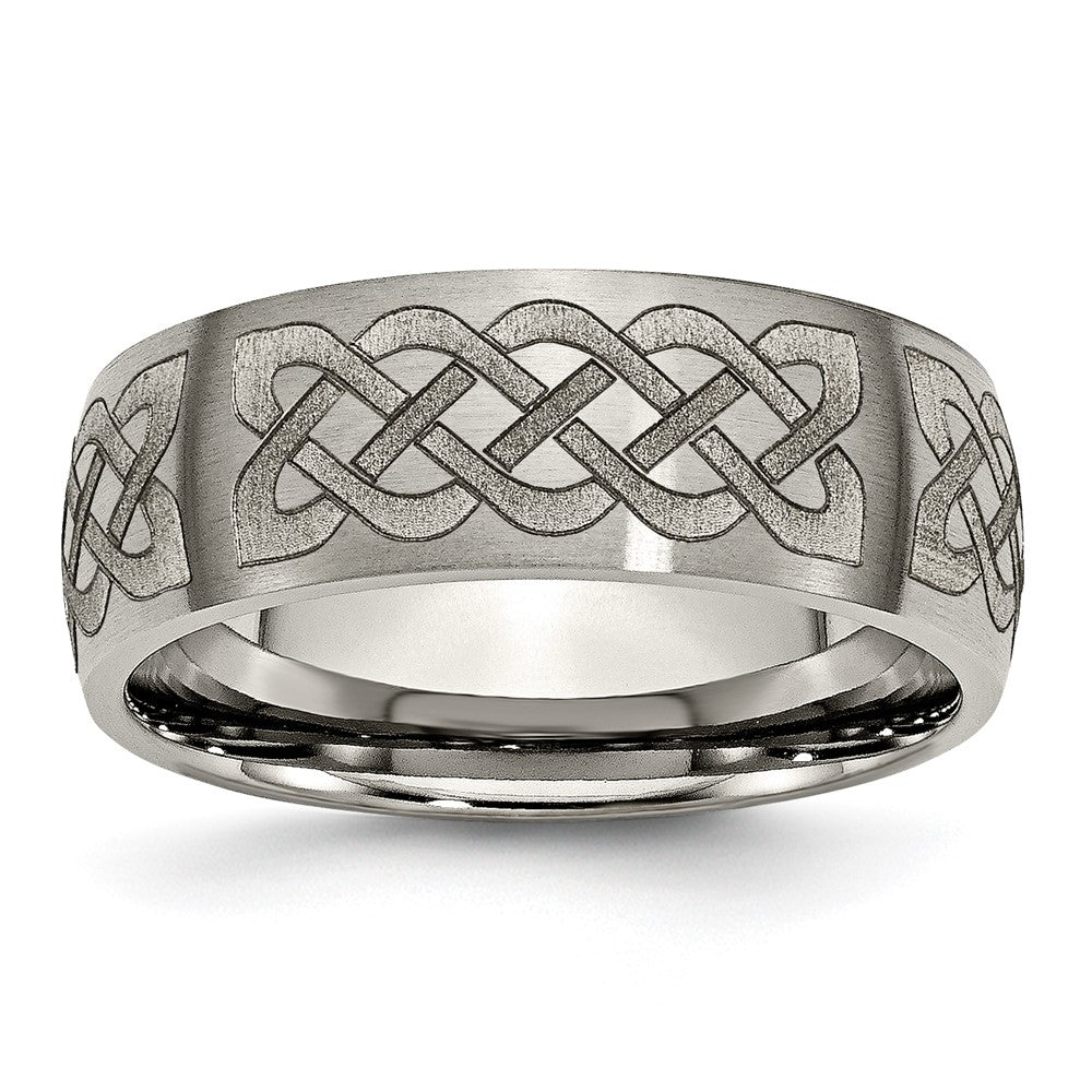 Chisel Titanium Brushed Celtic Laser Design 8mm Band