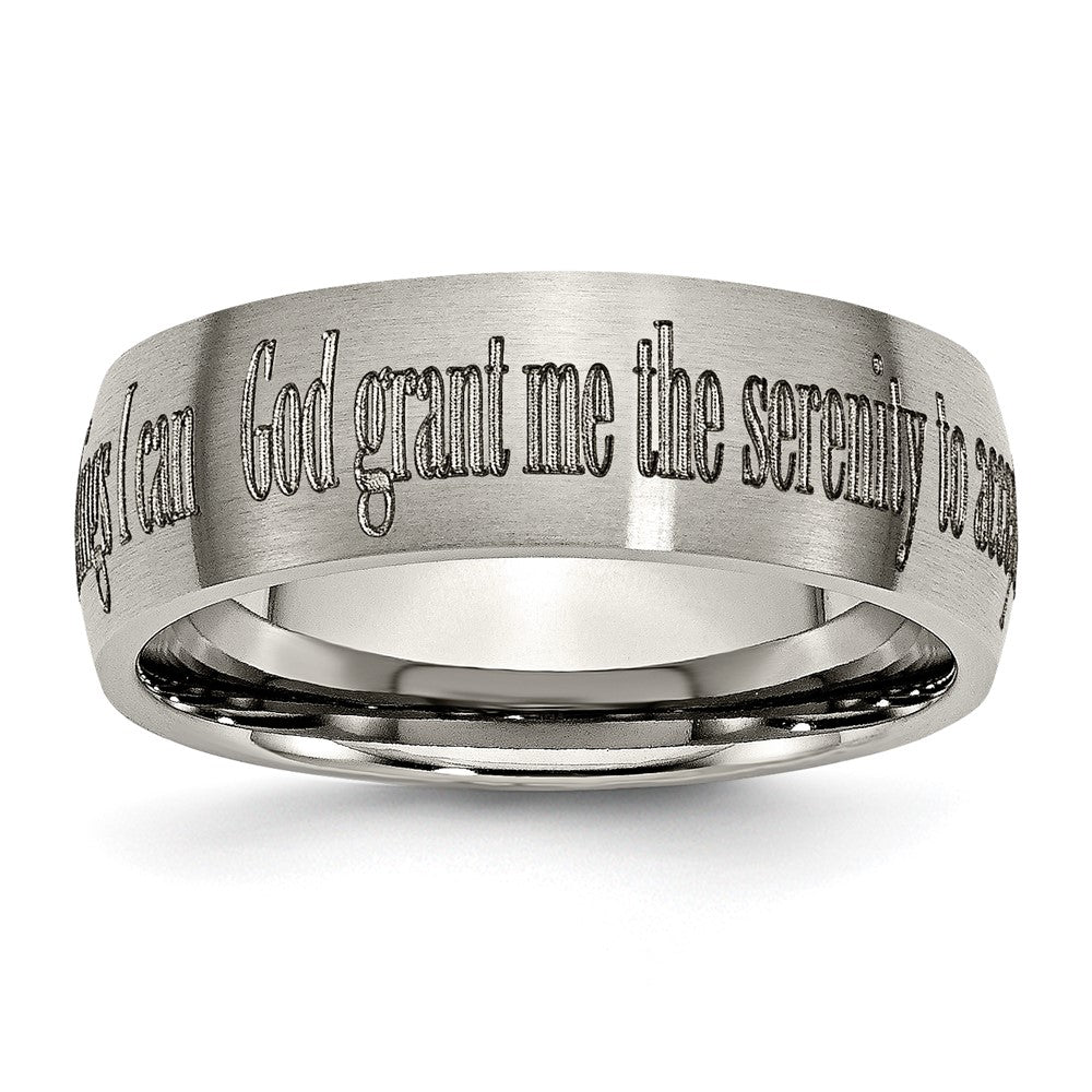 Chisel Titanium Brushed Serenity Prayer Laser Design 8mm Band