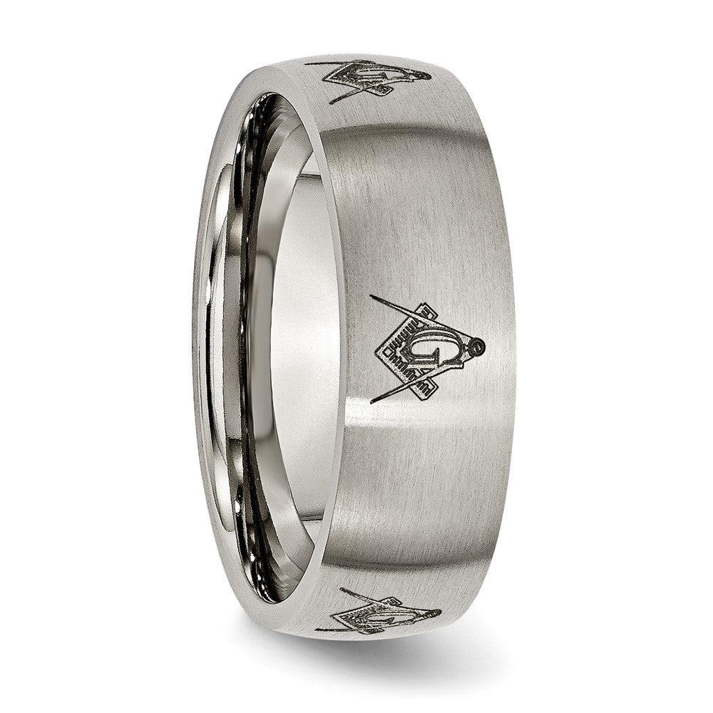 Chisel Titanium Brushed Masonic Laser Design 8mm Band