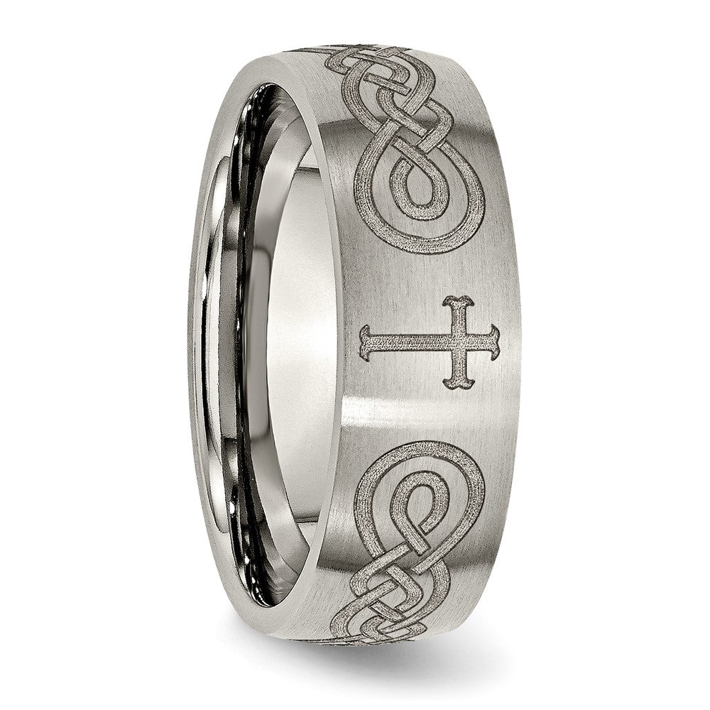 Chisel Titanium Brushed Cross Laser Design 8mm Band