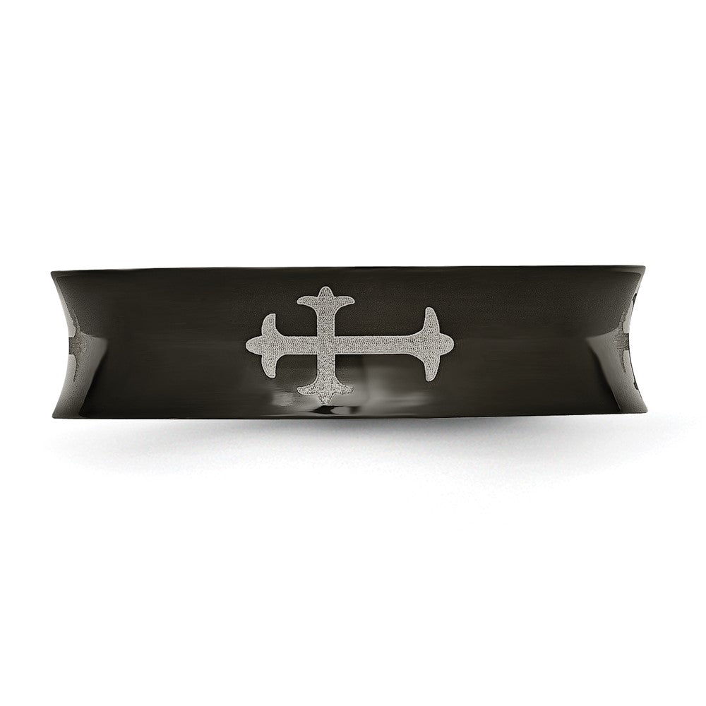 Titanium Cross Black IP-plated 6mm Concave Band