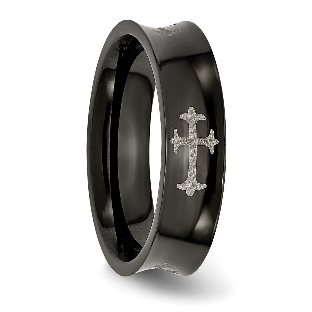 Titanium Cross Black IP-plated 6mm Concave Band