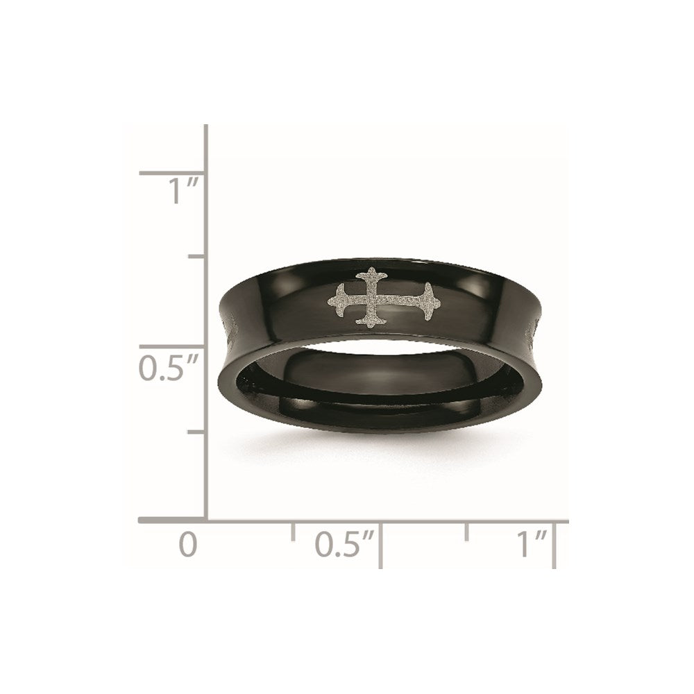 Titanium Cross Black IP-plated 6mm Concave Band