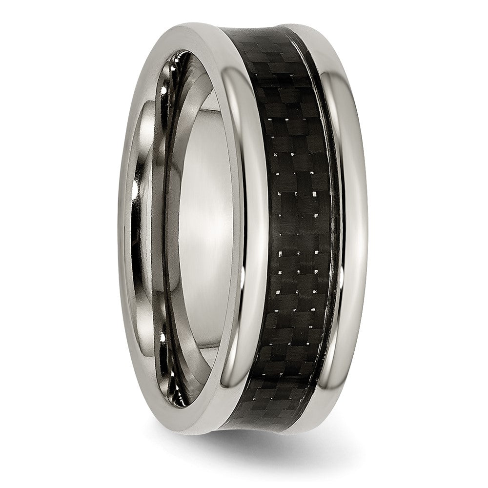 Chisel Titanium Polished with Black Carbon Fiber Inlay 8mm Band