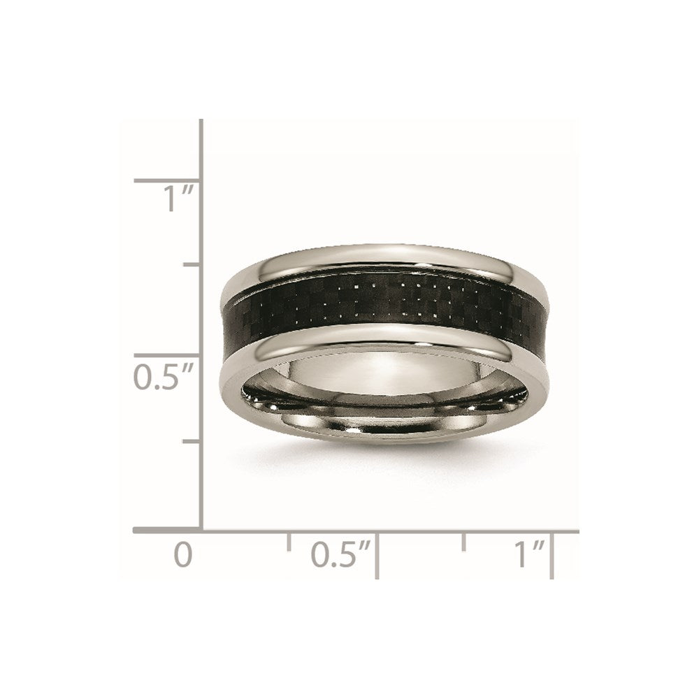 Chisel Titanium Polished with Black Carbon Fiber Inlay 8mm Band