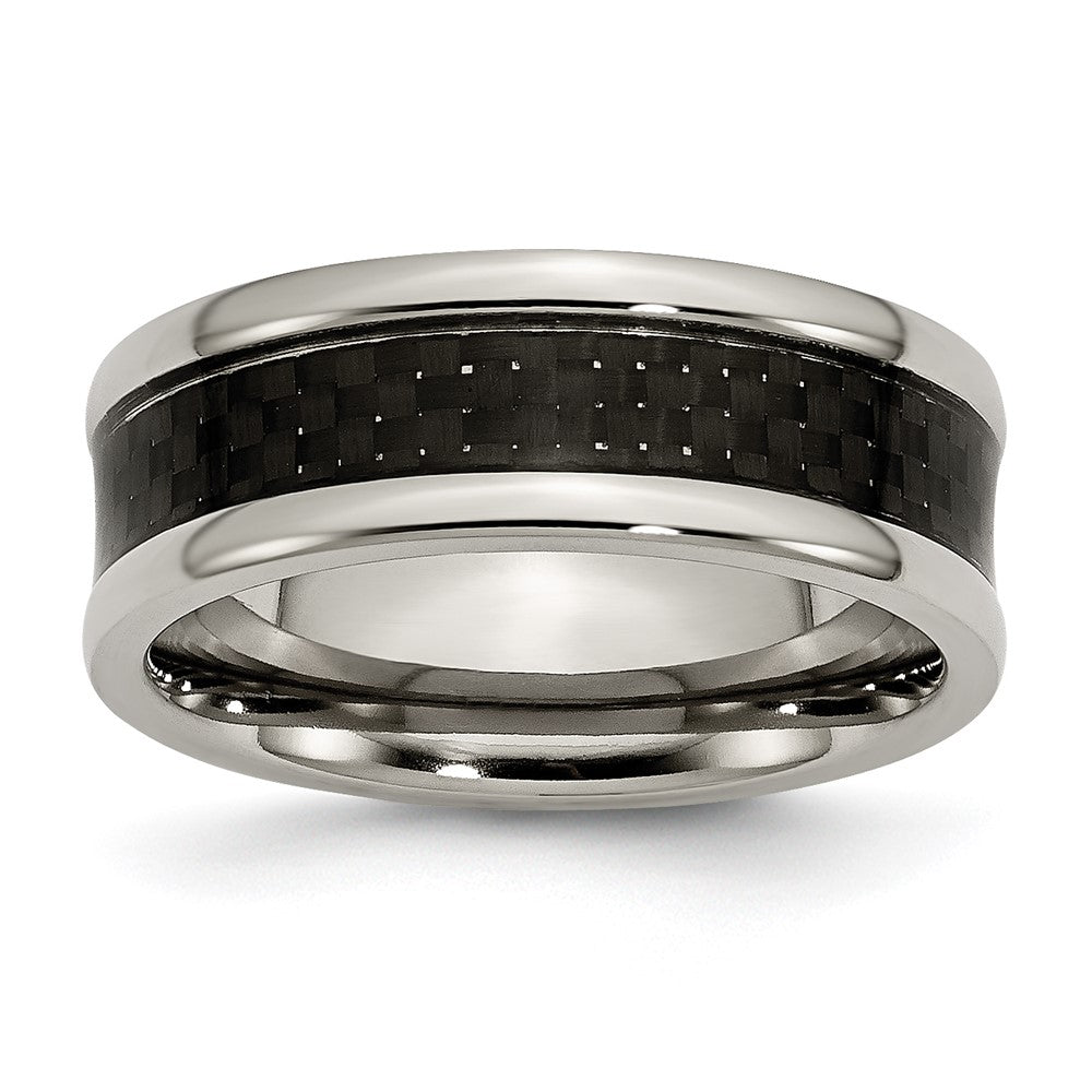 Chisel Titanium Polished with Black Carbon Fiber Inlay 8mm Band