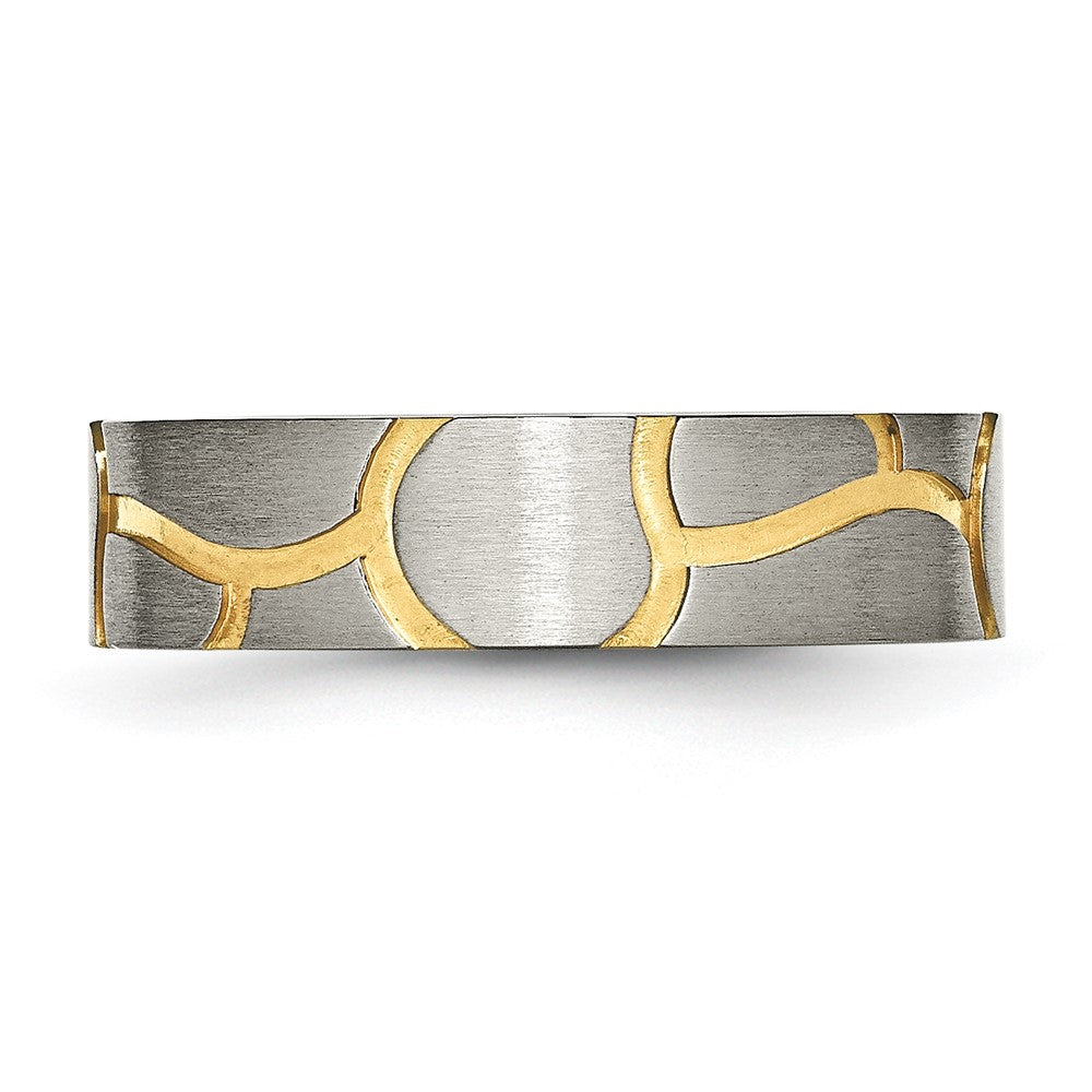 Titanium Brushed Yellow IP-plated 6mm Grooved Band