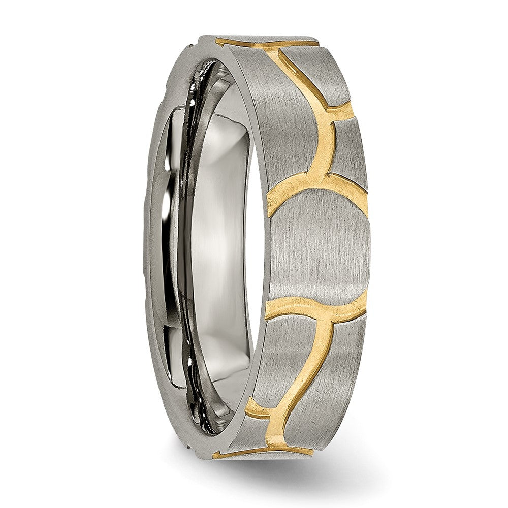 Titanium Brushed Yellow IP-plated 6mm Grooved Band