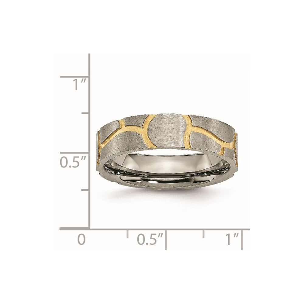 Titanium Brushed Yellow IP-plated 6mm Grooved Band