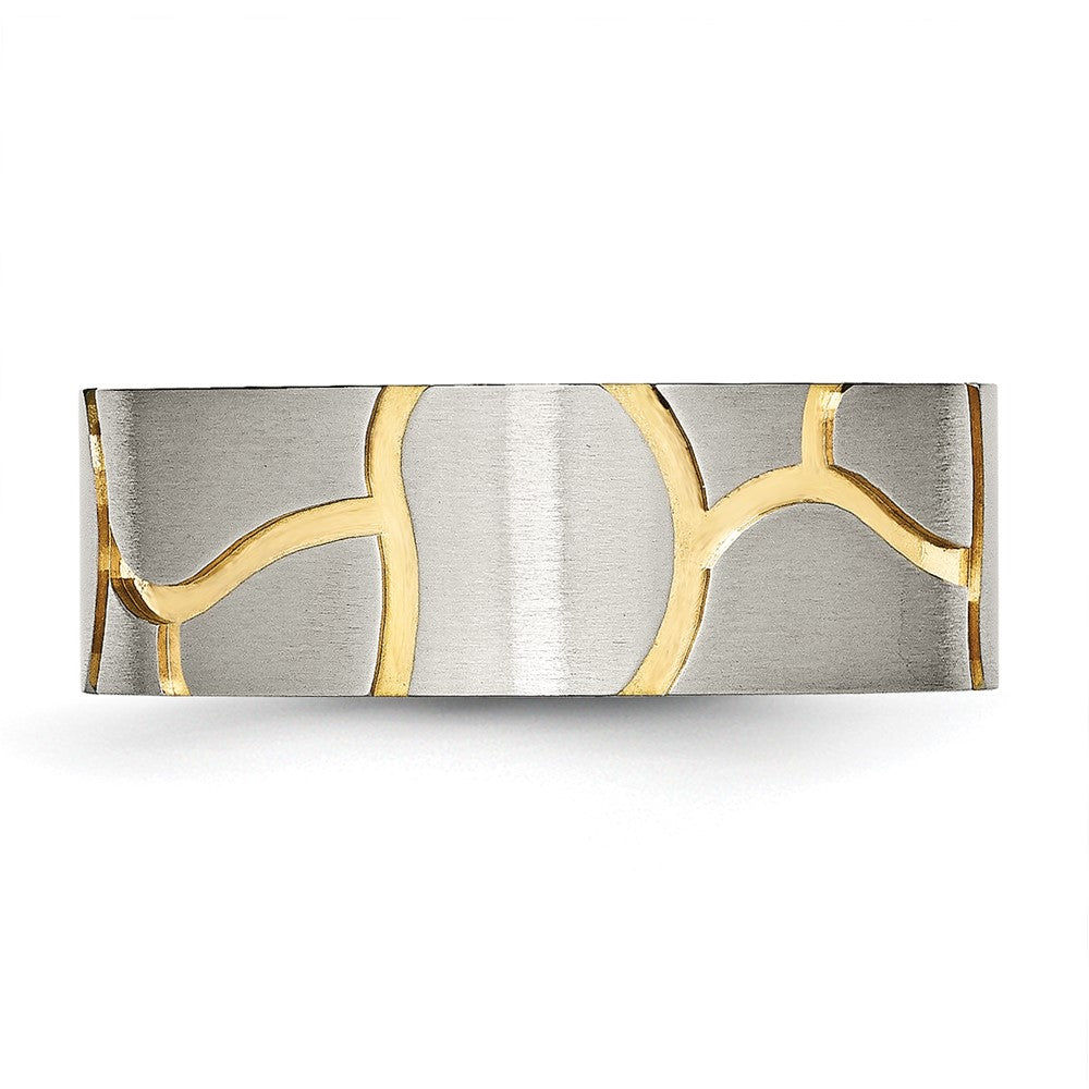 Chisel Titanium Brushed Yellow IP-plated 8mm Grooved Band