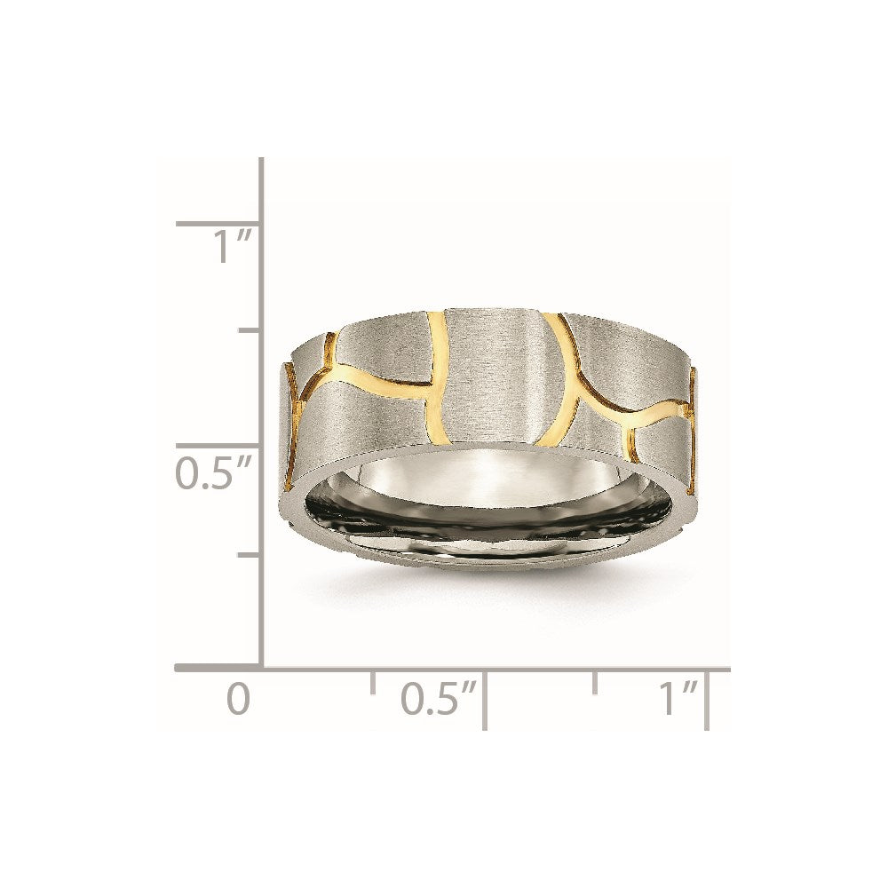 Chisel Titanium Brushed Yellow IP-plated 8mm Grooved Band