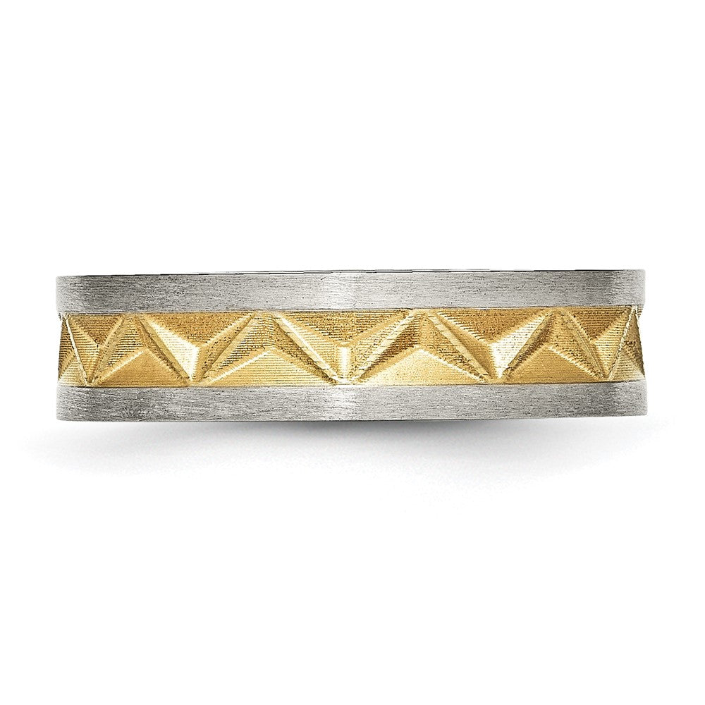 Titanium Brushed and Yellow IP-plated Ladies 6mm Band