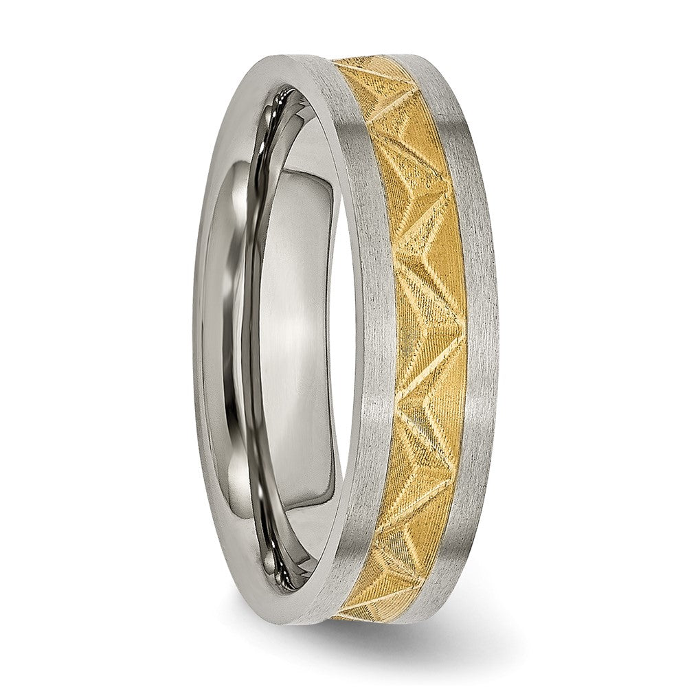 Titanium Brushed and Yellow IP-plated Ladies 6mm Band