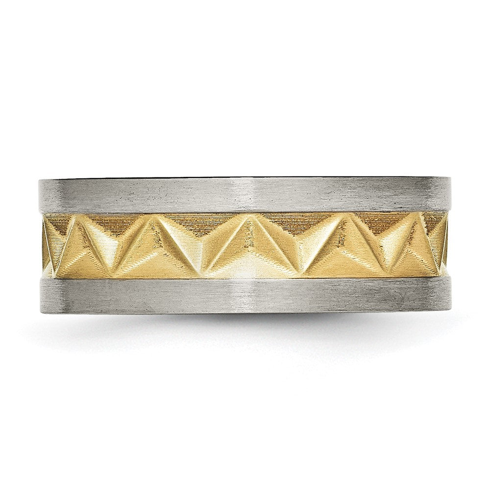 Titanium Brushed and Yellow IP-plated Mens 8mm Band