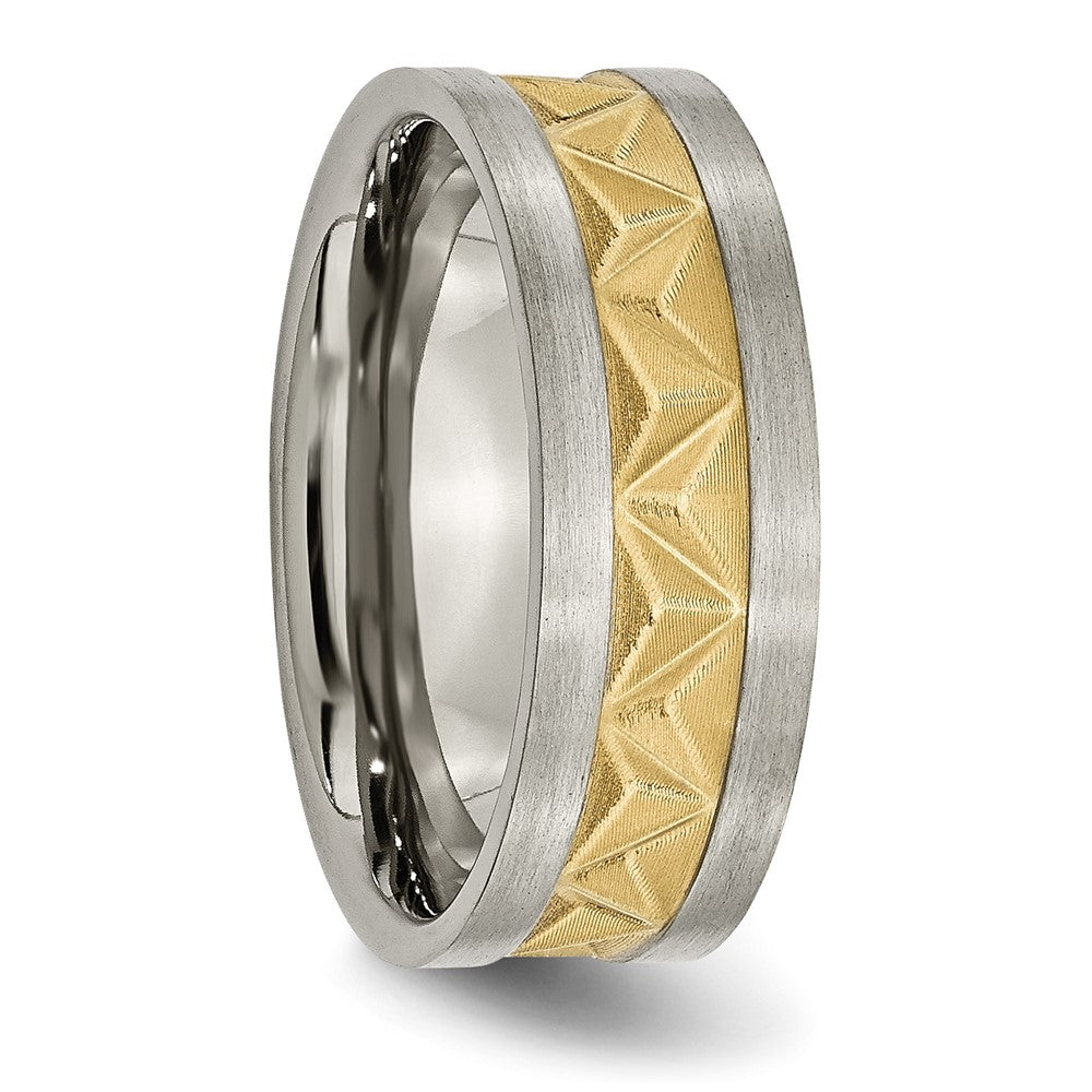 Titanium Brushed and Yellow IP-plated Mens 8mm Band