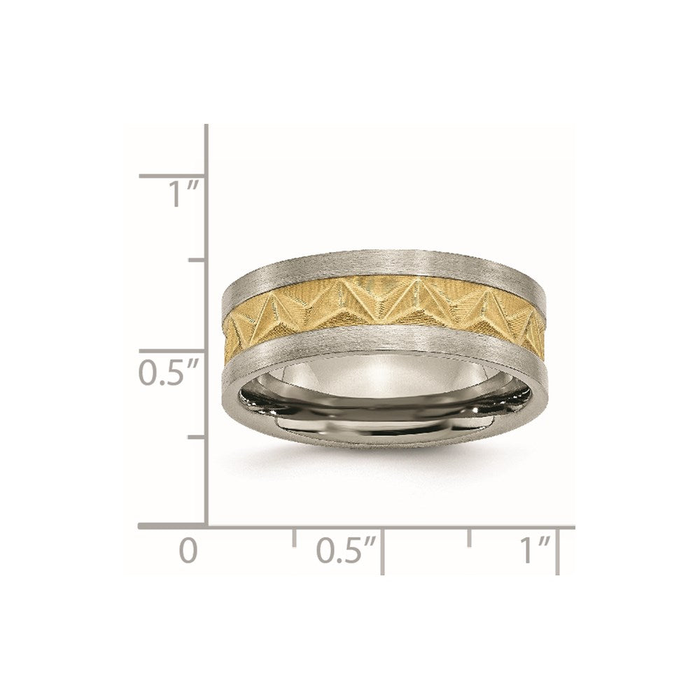 Titanium Brushed and Yellow IP-plated Mens 8mm Band