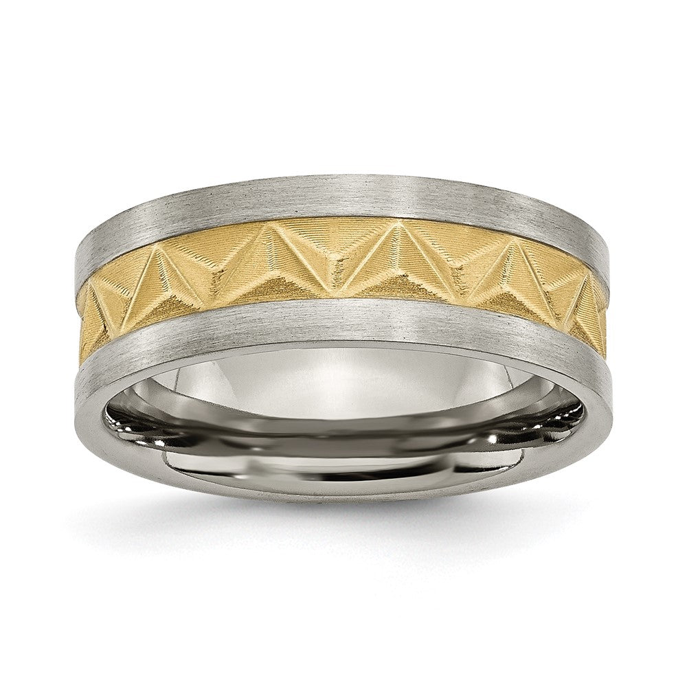 Titanium Brushed and Yellow IP-plated Mens 8mm Band