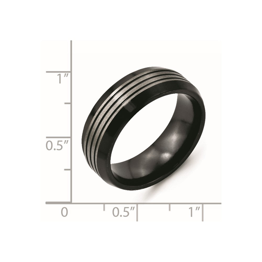 Titanium Black Ti 8mm Brushed & Polished Beveled Edge Band