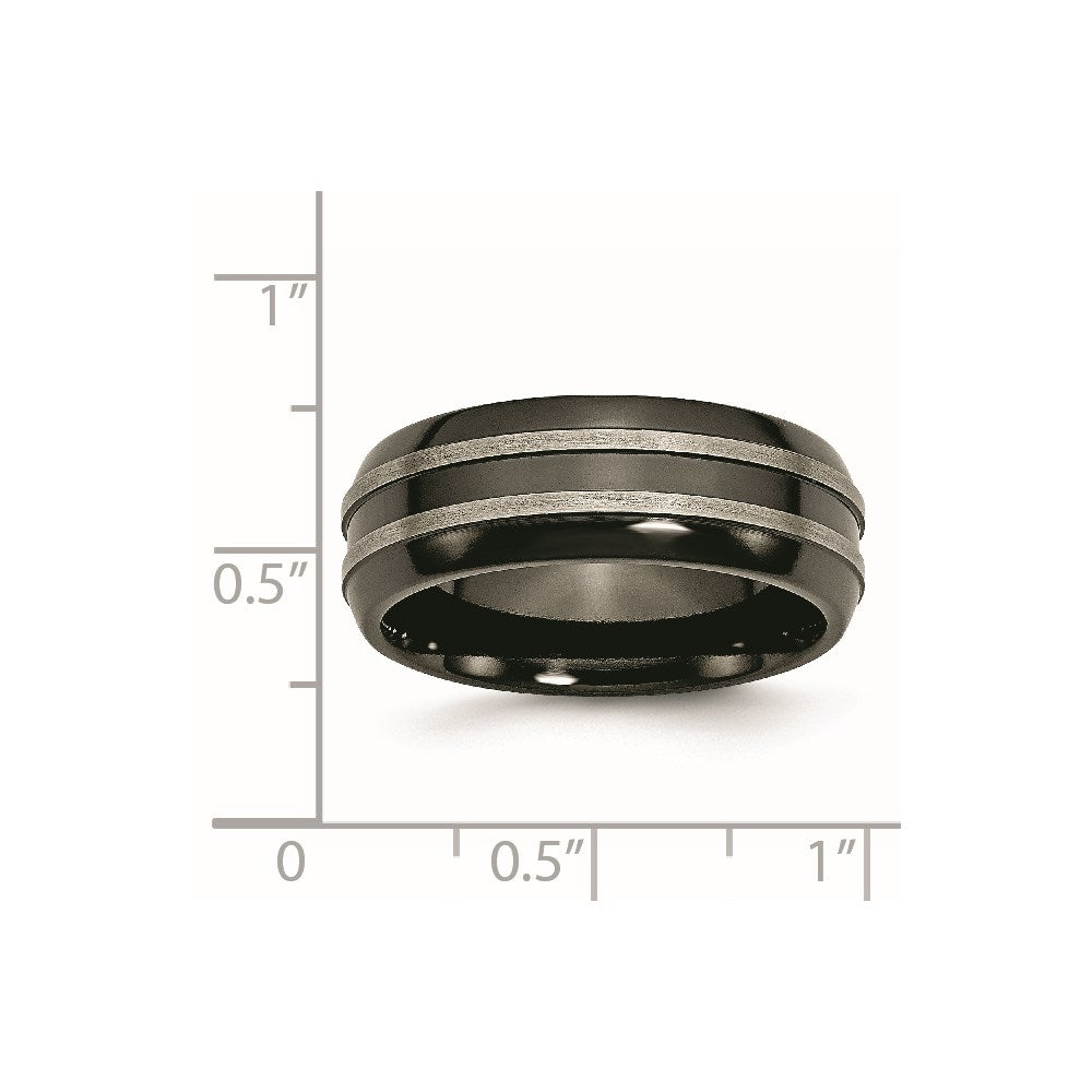 Titanium Grey & Black Ti Brushed and Polished 8mm Band