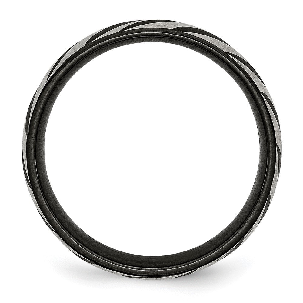 Chisel Titanium Brushed and Polished Black IP-plated 6mm Grooved Band