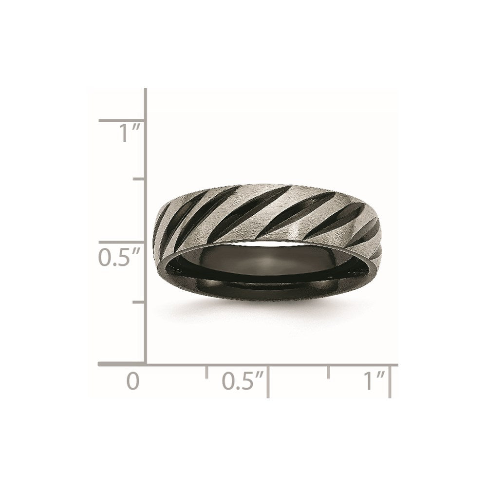 Chisel Titanium Brushed and Polished Black IP-plated 6mm Grooved Band