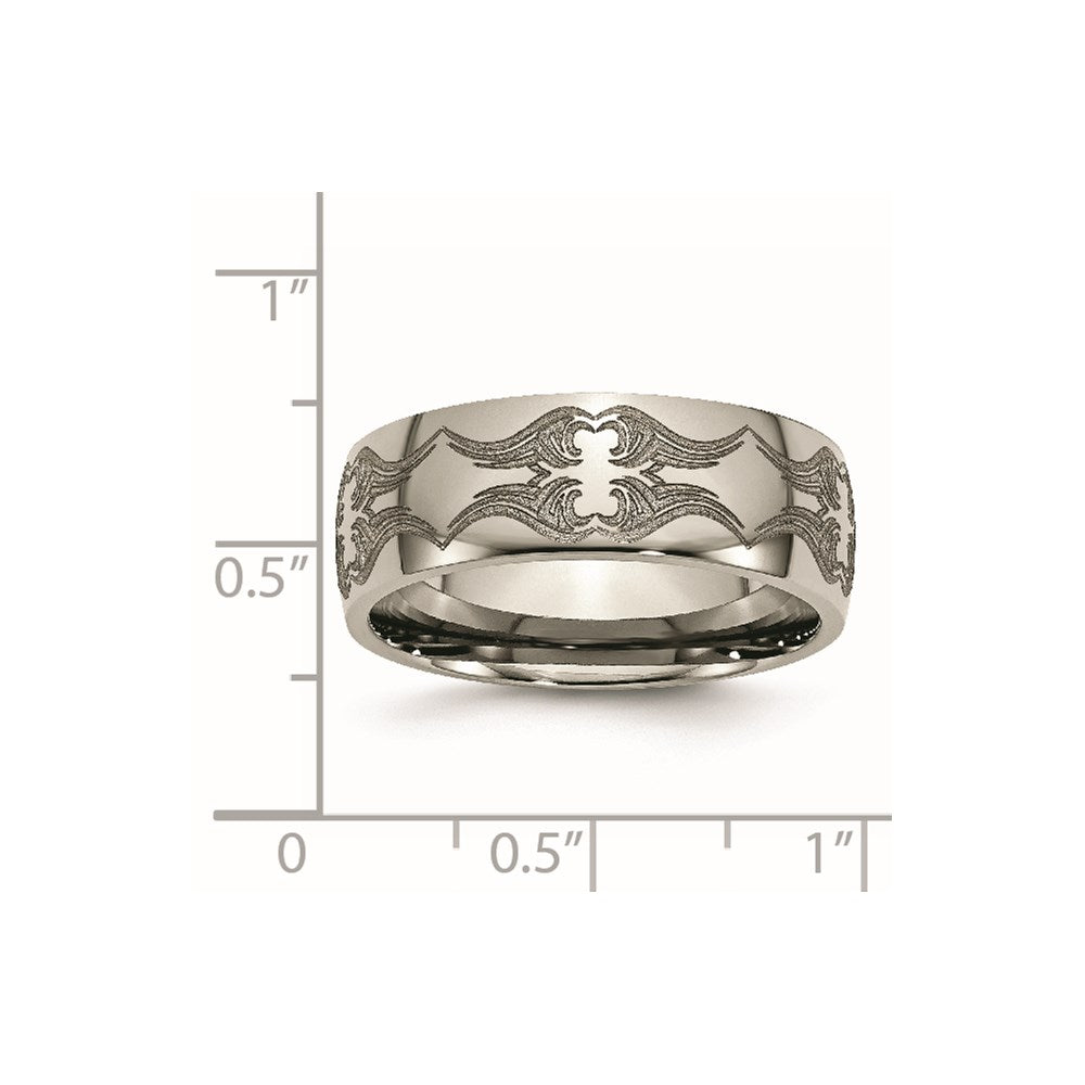 Titanium Polished Laser Design 8mm Band