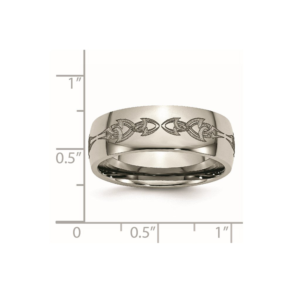 Titanium Polished Laser Design 8mm Band