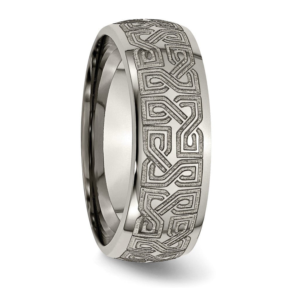 Titanium Polished Greek Key Laser Design 8mm Band