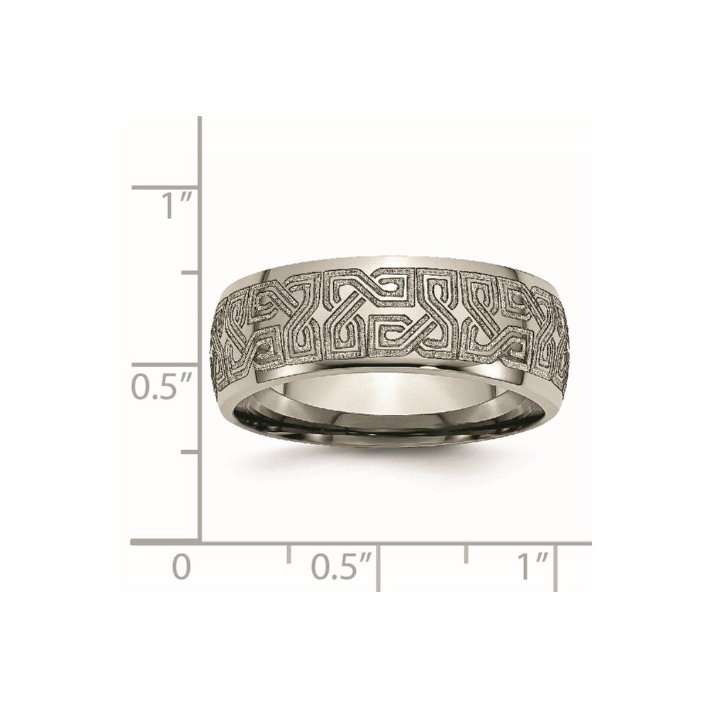 Titanium Polished Greek Key Laser Design 8mm Band