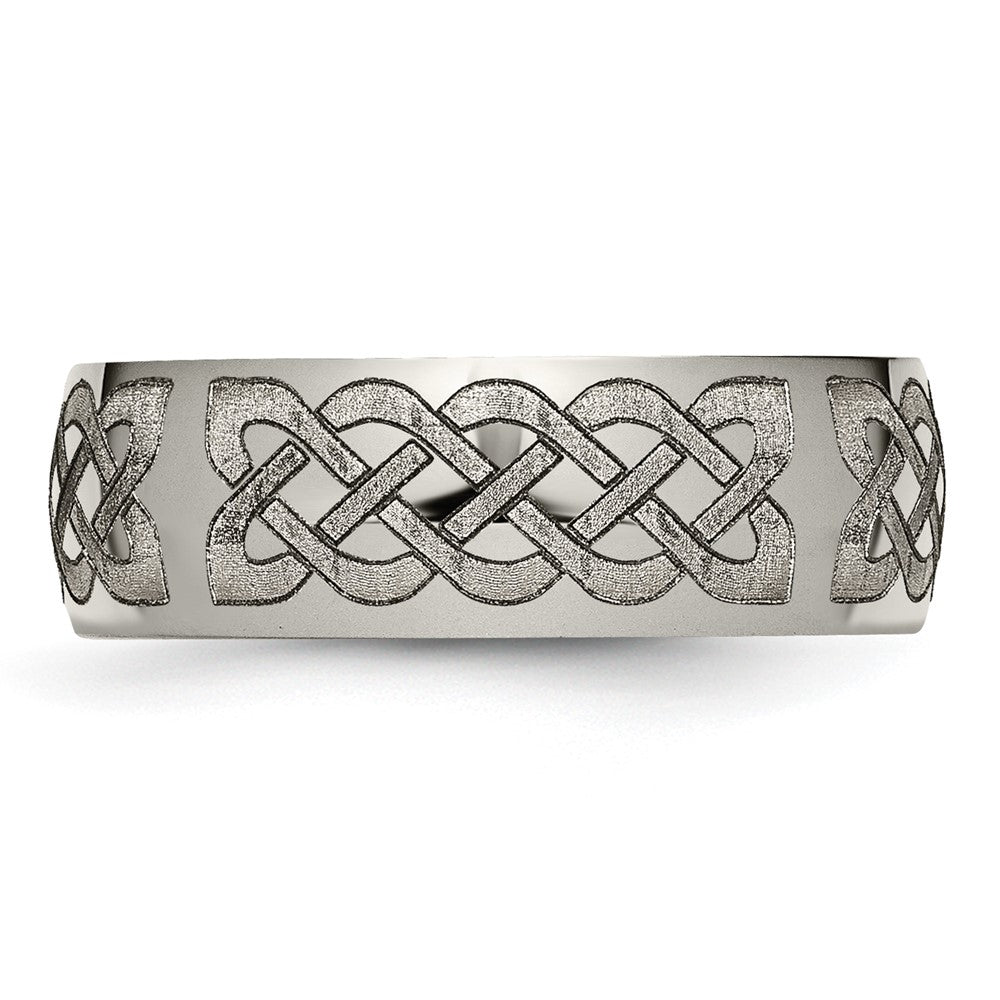 Chisel Titanium Polished Celtic Laser Design 8mm Band