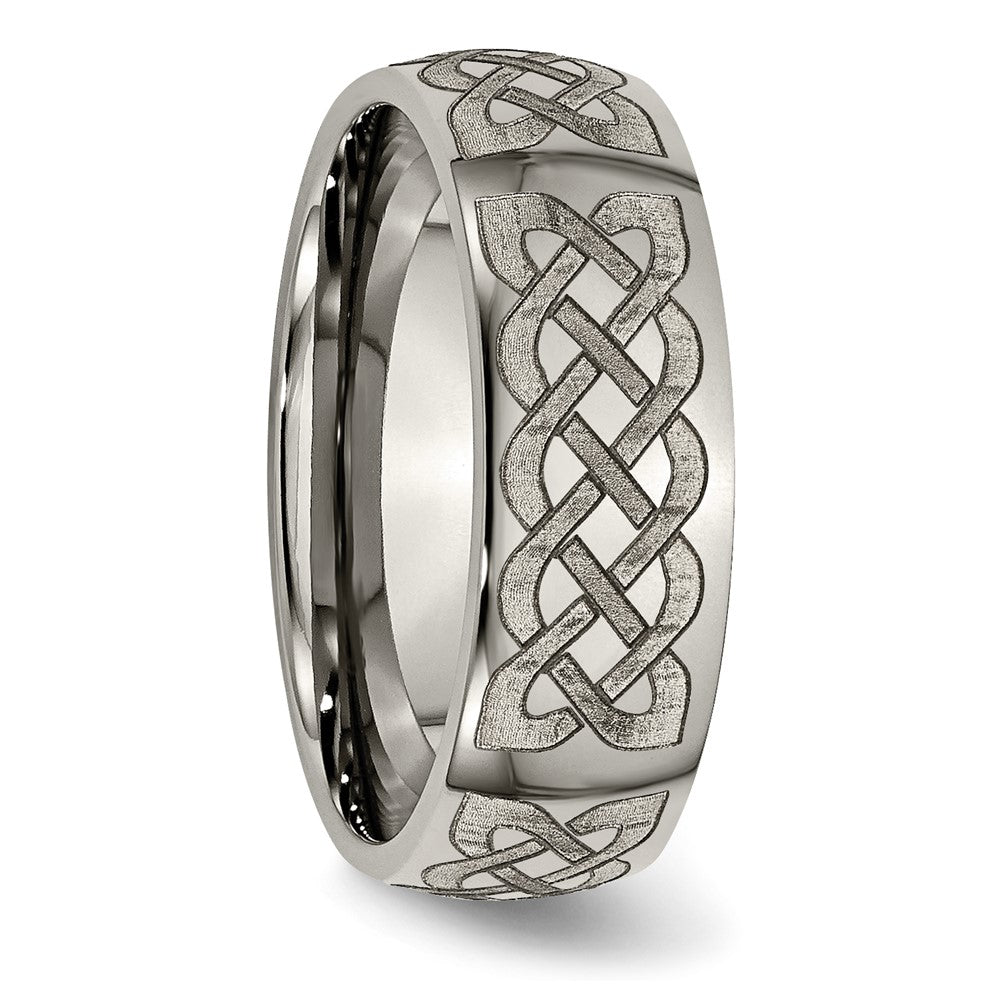 Chisel Titanium Polished Celtic Laser Design 8mm Band