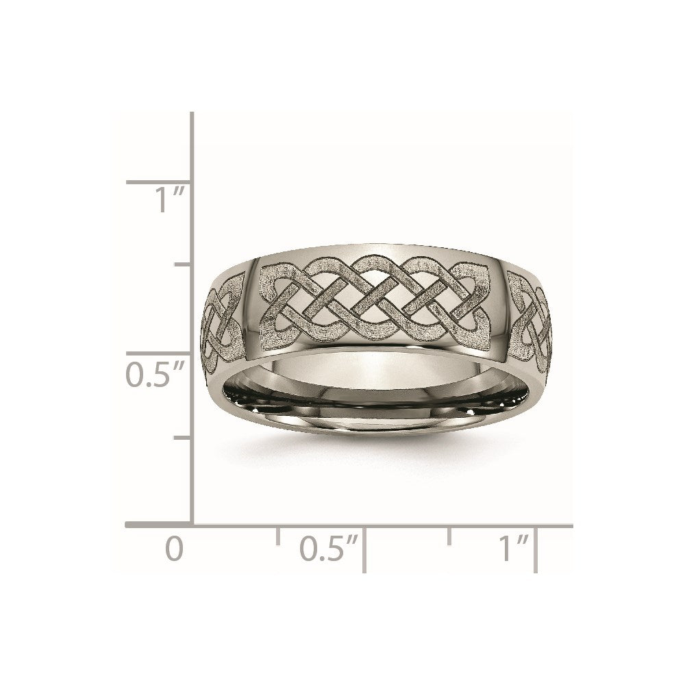 Chisel Titanium Polished Celtic Laser Design 8mm Band