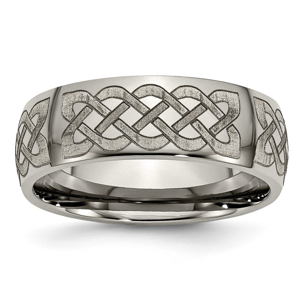 Chisel Titanium Polished Celtic Laser Design 8mm Band