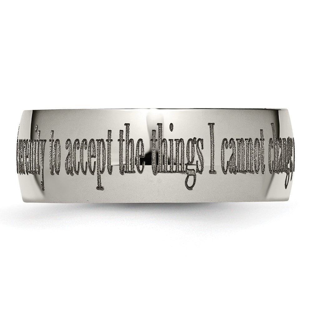 Chisel Titanium Polished Serenity Prayer Laser Design 8mm Band