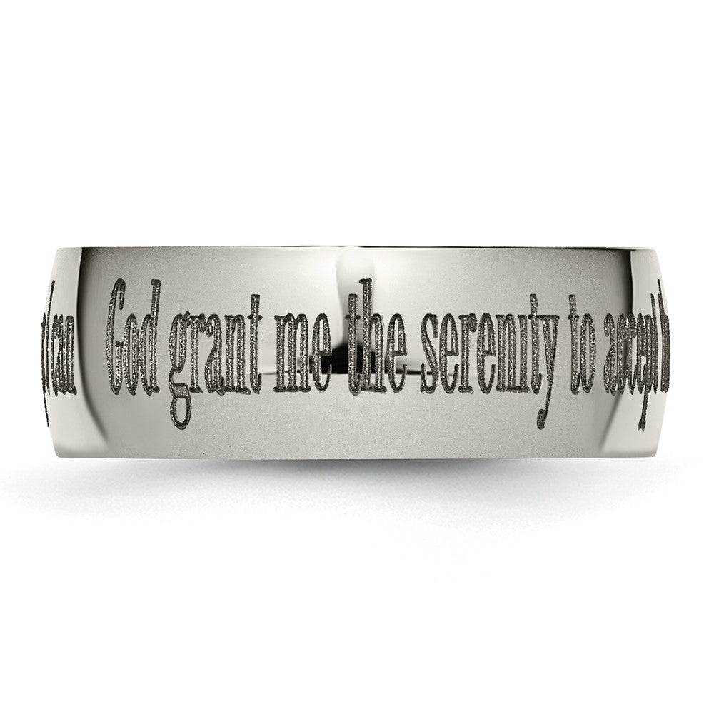 Chisel Titanium Polished Serenity Prayer Laser Design 8mm Band