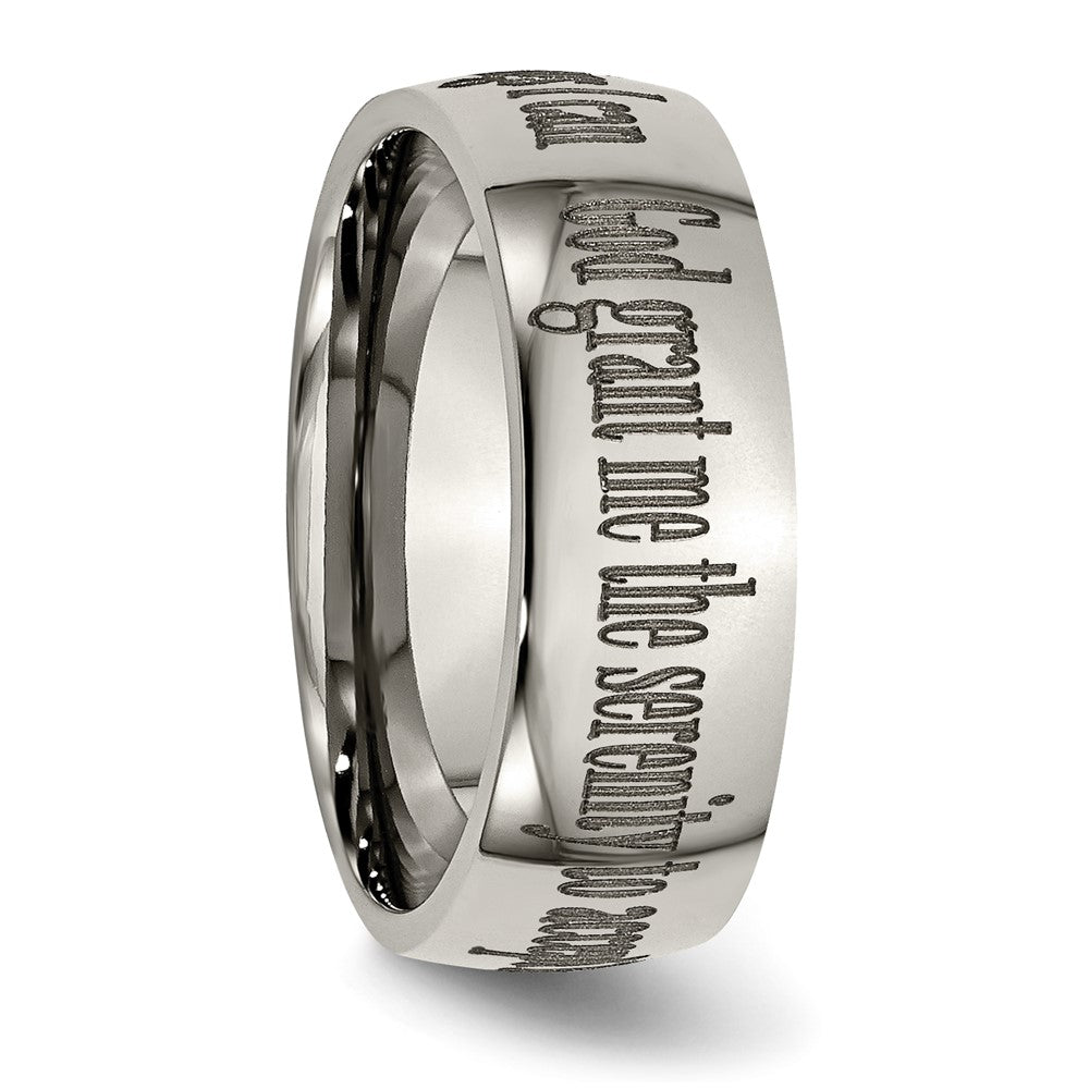 Chisel Titanium Polished Serenity Prayer Laser Design 8mm Band