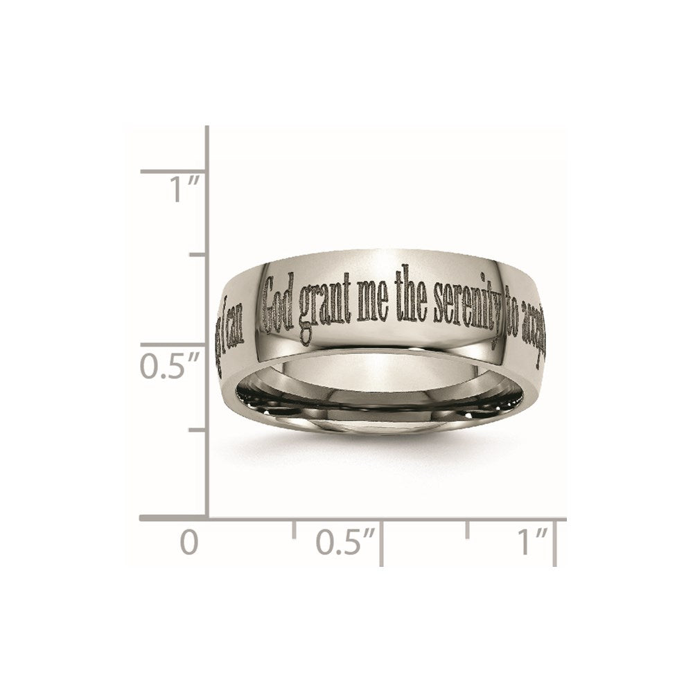 Chisel Titanium Polished Serenity Prayer Laser Design 8mm Band