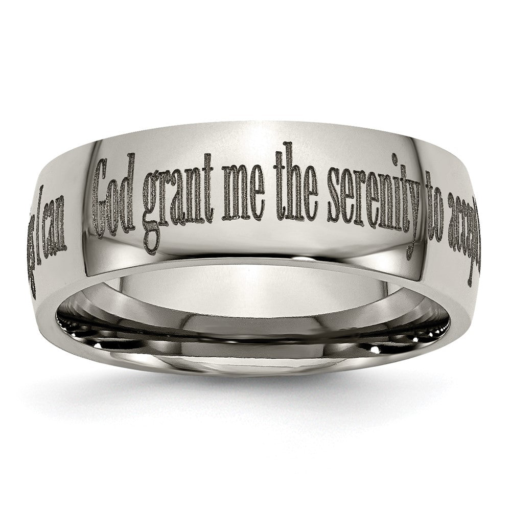 Chisel Titanium Polished Serenity Prayer Laser Design 8mm Band