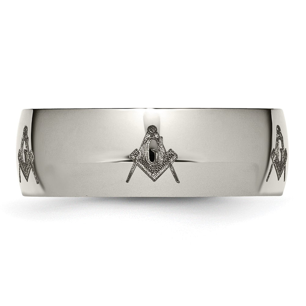 Chisel Titanium Polished Masonic Laser Design 8mm Band