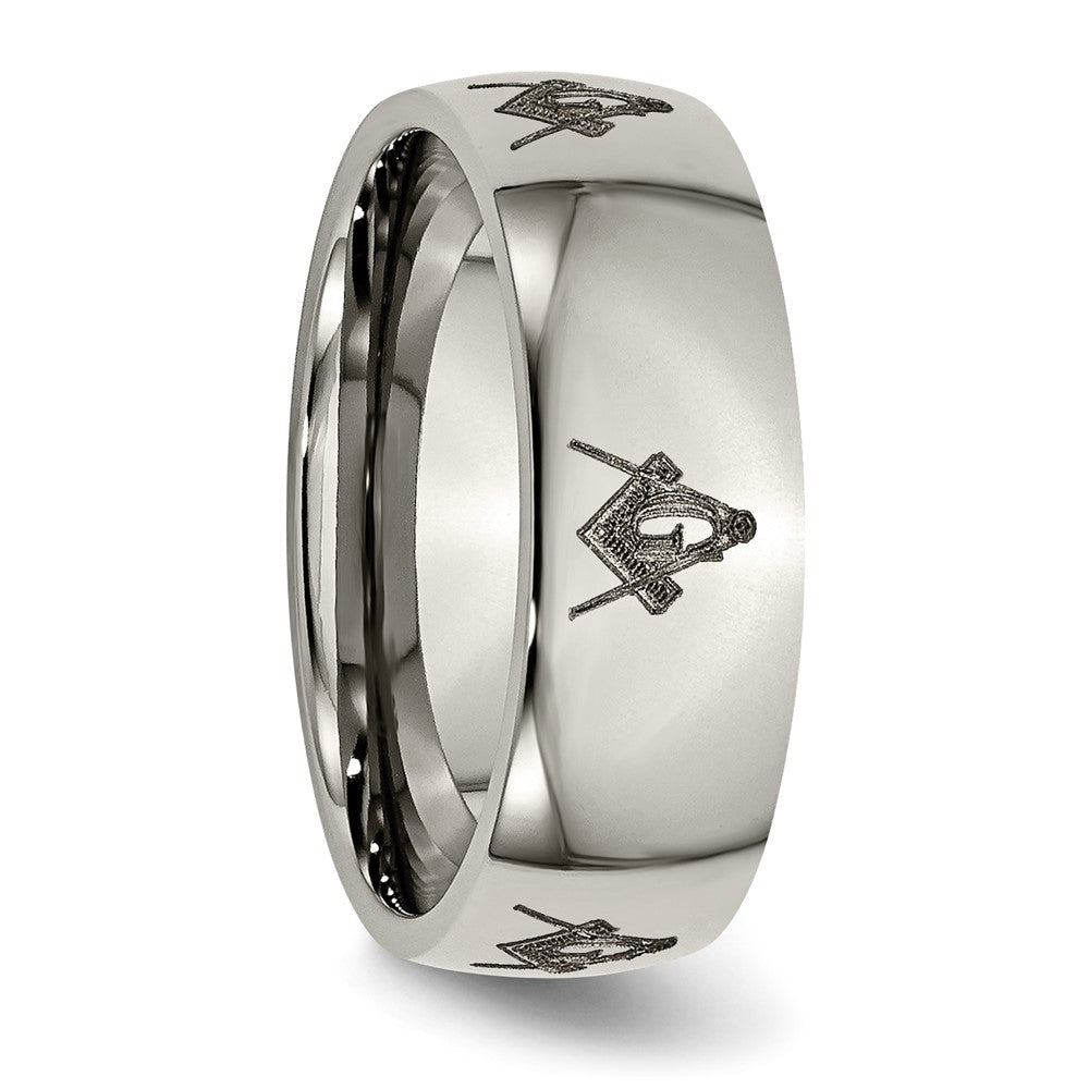 Chisel Titanium Polished Masonic Laser Design 8mm Band