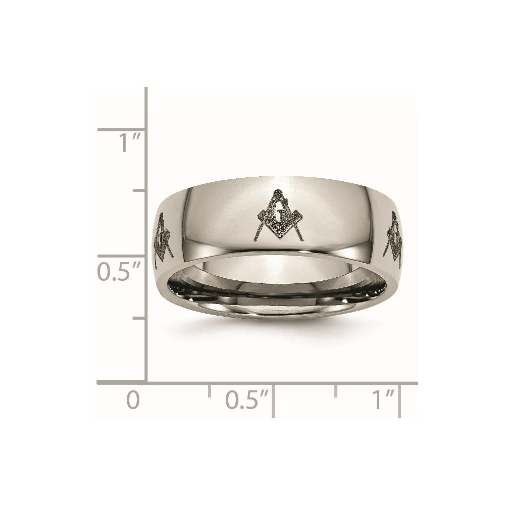 Chisel Titanium Polished Masonic Laser Design 8mm Band