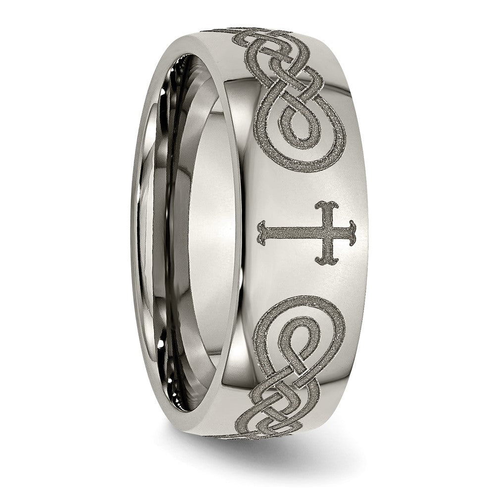 Chisel Titanium Polished Cross Laser Design 8mm Band