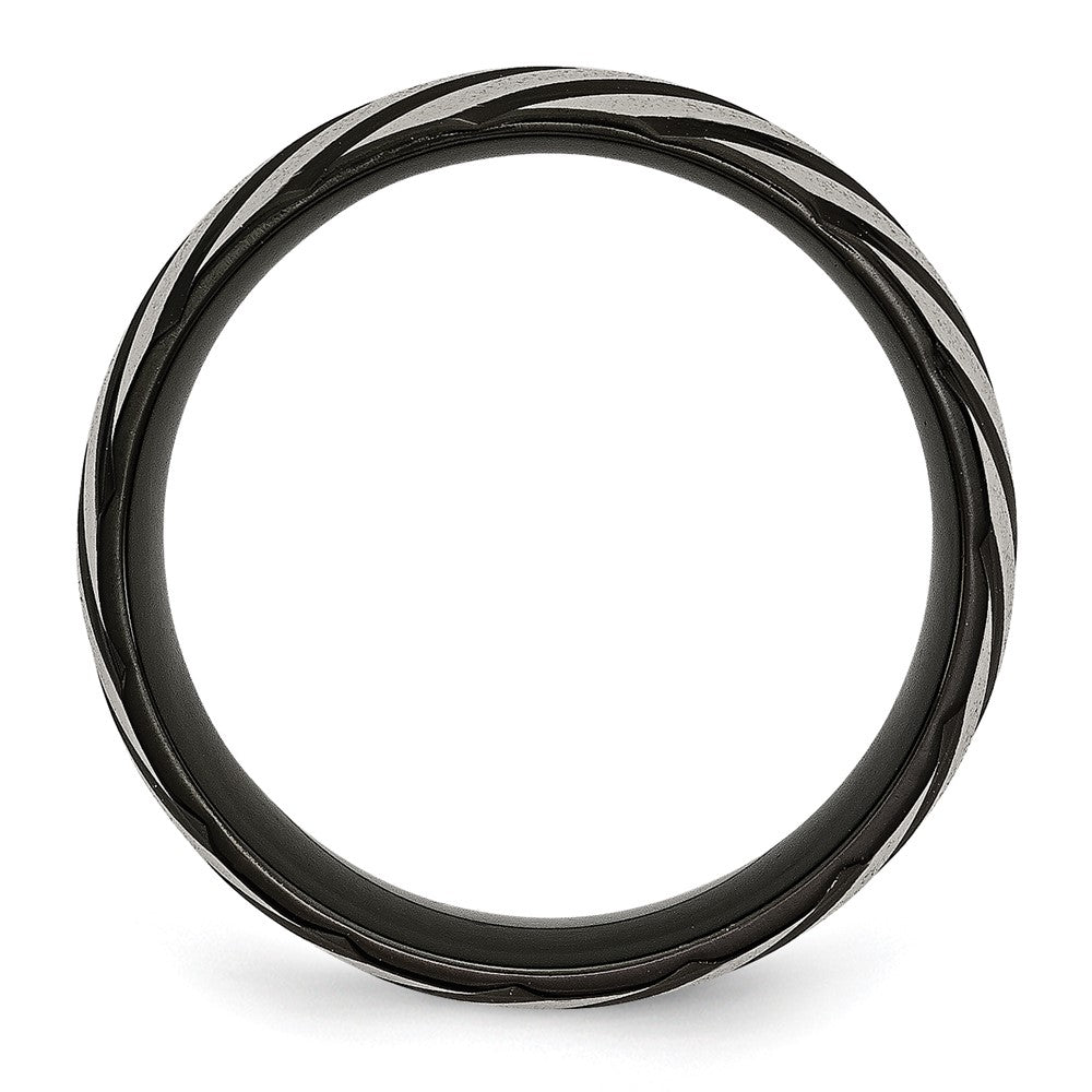 Titanium Brushed & Polished Black IP-plated 8mm Grooved Band