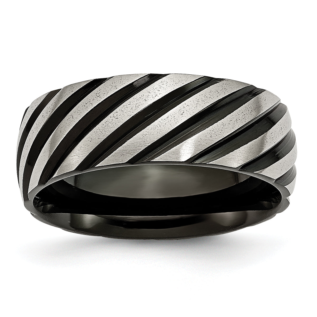 Titanium 8mm Black IP-plated Swirl Brushed & Polished Band TB300