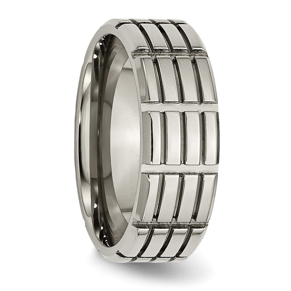 Titanium 8mm Grooved Polished Band