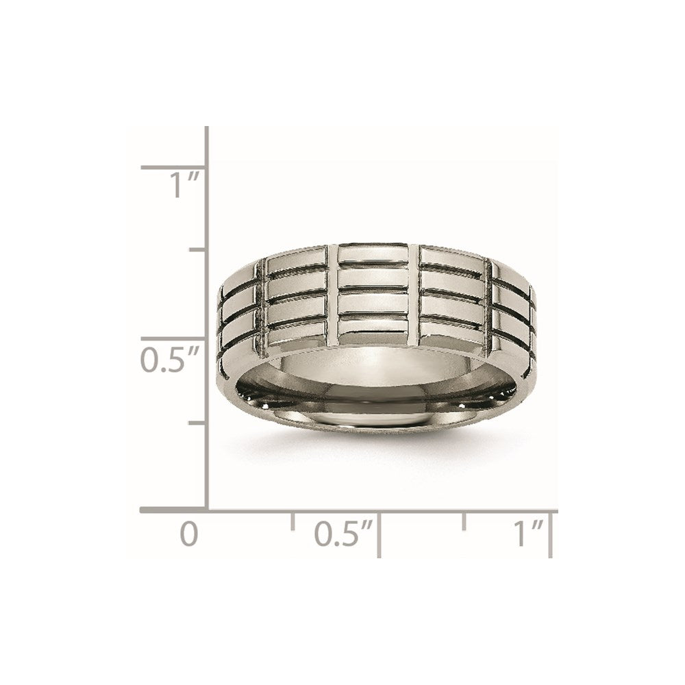 Titanium 8mm Grooved Polished Band