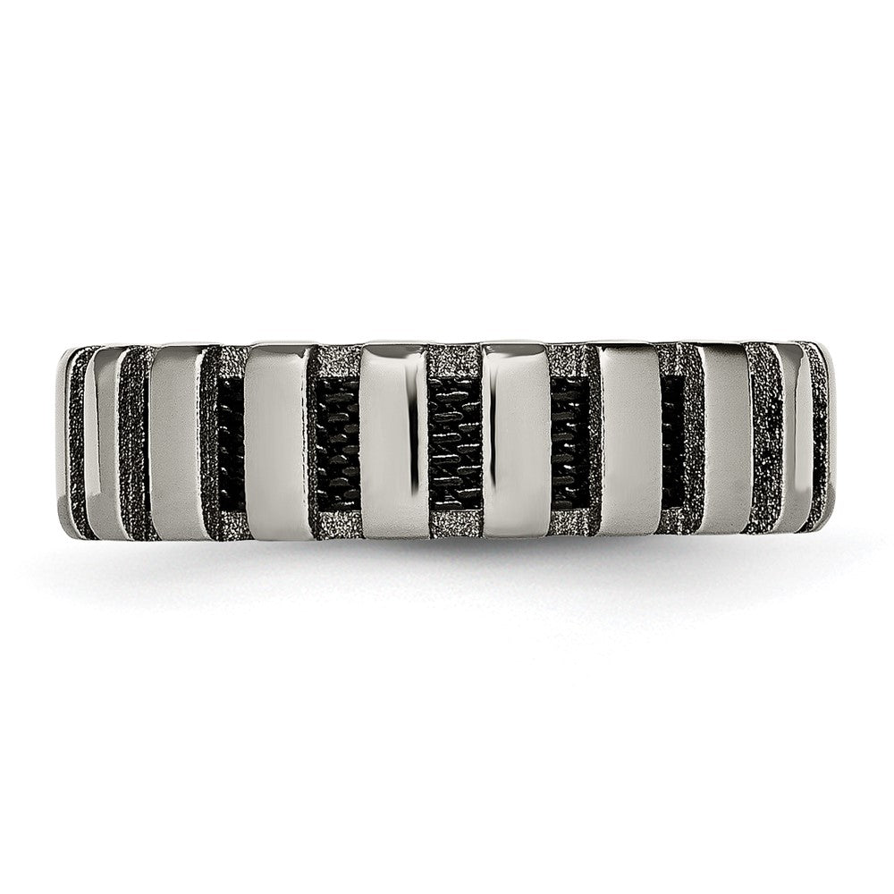 Chisel Titanium Polished with Black IP-plated Wire 6mm Band